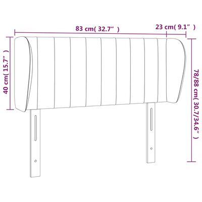 vidaXL Tăblie de pat cu aripioare negru 83x23x78/88 cm catifea