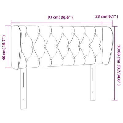 vidaXL Tăblie de pat cu aripioare maro închis 93x23x78/88 cm textil