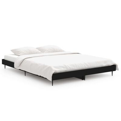 vidaXL Cadru de pat, negru, 140x190 cm, lemn prelucrat