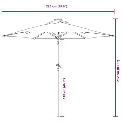 vidaXL Umbrelă soare de grădină stâlp din oțel/LED verde 225x225x212cm