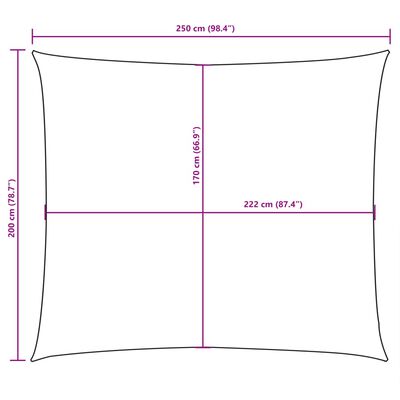 vidaXL Pânză parasolar, crem, 2x2,5 m, țesătură oxford, dreptunghiular