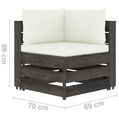 vidaXL Set mobilier de grădină cu perne, 3 piese, lemn gri tratat