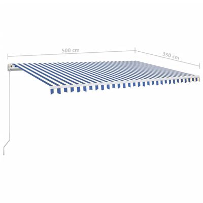 vidaXL Copertină retractabilă manual, albastru și alb, 500x350 cm