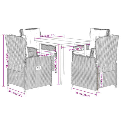 vidaXL Set mobilier de grădină cu perne, 5 piese, bej, poliratan