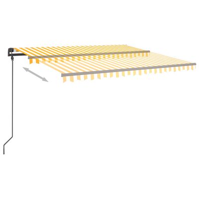 vidaXL Copertină retractabilă manual cu LED, galben și alb, 5x3,5 m