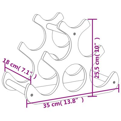 vidaXL Raft de vin, pentru 6 sticle, 35x18x25,5 cm, bambus