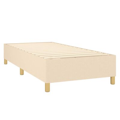 vidaXL Pat box spring cu saltea, crem, 90x190 cm, textil