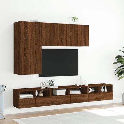 vidaXL Comode TV de perete, 2 buc., stejar maro, 60x30x30 cm, lemn