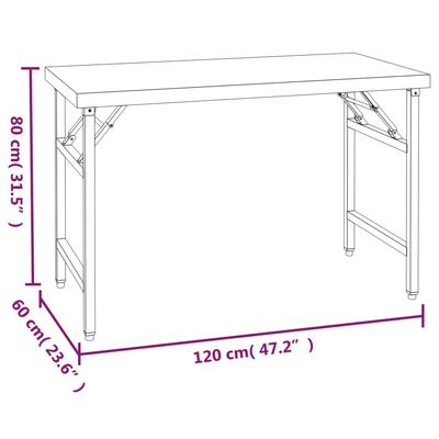 vidaXL Masă bucătărie cu raft superior, 120x60x115 cm, oțel inoxidabil