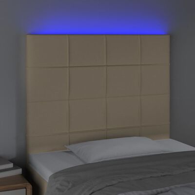 vidaXL Tăblie de pat cu LED, crem, 100x5x118/128 cm, textil