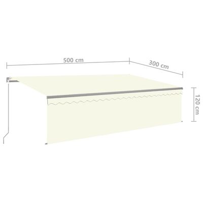 vidaXL Copertină retractabilă manual cu stor&LED, crem, 5x3 m