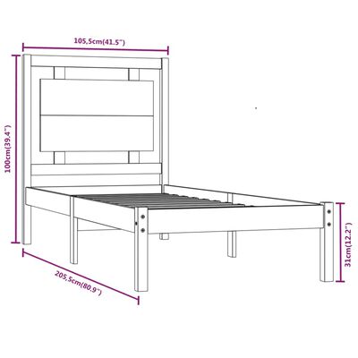 vidaXL Cadru de pat, maro miere, 100x200 cm, lemn masiv