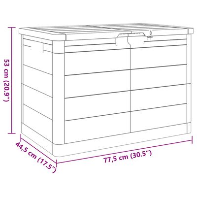 vidaXL Cutie de perne de exterior maro 77,5x44,5x53 cm polipropilenă