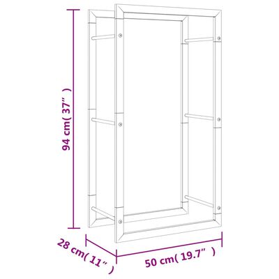 vidaXL Suport pentru lemne de foc, 50x28x94 cm, oțel inoxidabil