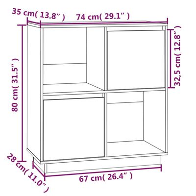 vidaXL Dulap, maro miere, 74x35x80 cm, lemn masiv de pin