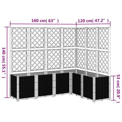 vidaXL Jardinieră de grădină cu spalier gri deschis 160x120x140 cm PP