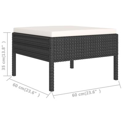 vidaXL Set mobilier de grădină cu perne, 6 piese, negru, poliratan