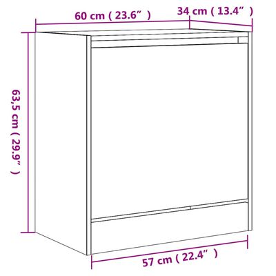 vidaXL Pantofar, stejar sonoma, 60x34x63,5 cm, lemn compozit