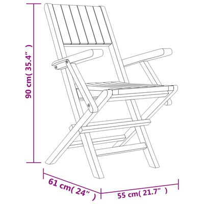 vidaXL Scaune de grădină pliante, 8 buc., 55x61x90 cm, lemn masiv tec