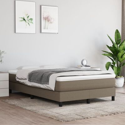 vidaXL Pat box spring cu saltea, taupe, 120x190 cm material textil