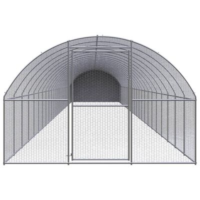 vidaXL Coteț de găini pentru exterior, 3x24x2 m, oțel zincat