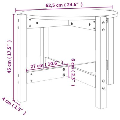 vidaXL Măsuță de cafea, negru, Ø 62,5x45 cm, lemn masiv de pin