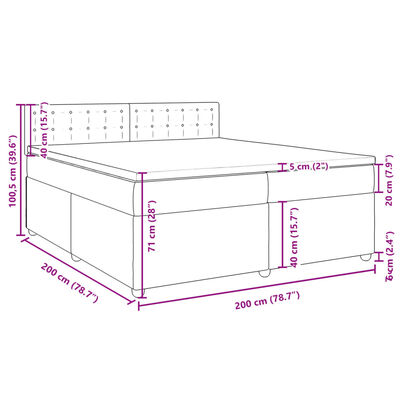 vidaXL Pat box spring cu saltea, gri deschis, 200x200 cm, textil