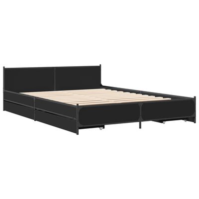 vidaXL Cadru de pat cu sertare, negru, 160x200 cm, lemn prelucrat