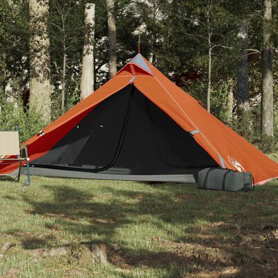 vidaXL Cort de camping tipi pentru 1 persoană, portocaliu, impermeabil