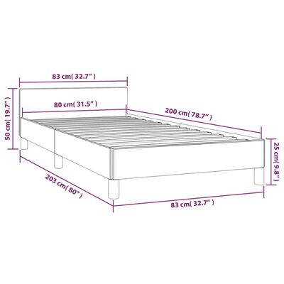 vidaXL Cadru de pat cu tăblie, alb, 80x200 cm, piele ecologică