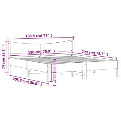 vidaXL Cadru de pat fără saltea, maro ceruit 180x200 cm lemn masiv pin