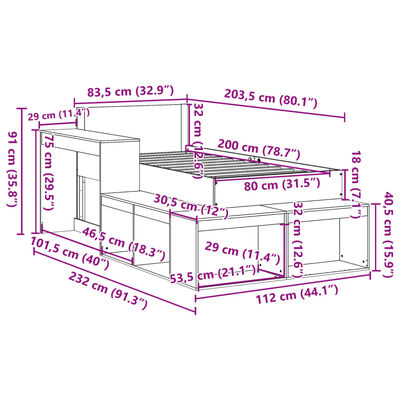 vidaXL Cadru de pat fără saltea, alb, 80x200 cm, lemn masiv de pin