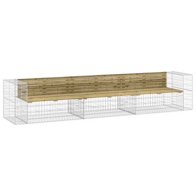 vidaXL Bancă grădină design gabion, 347x71x65,5 cm, lemn pin impregnat