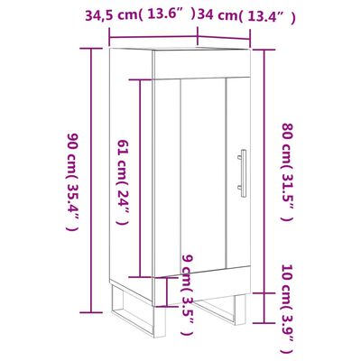 vidaXL Servantă, gri beton, 34,5x34x90 cm, lemn compozit