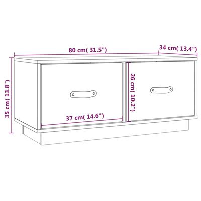 vidaXL Comodă TV, negru, 80x34x35 cm, lemn masiv de pin