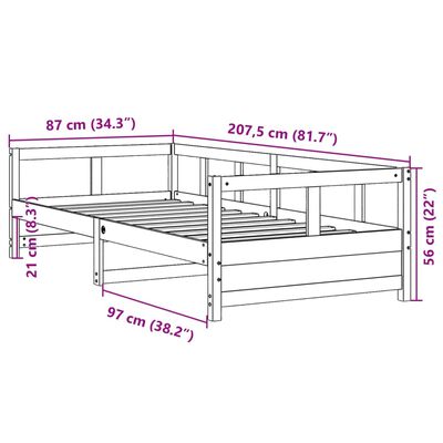 vidaXL Pat de zi fără saltea, maro ceruit, 80x200 cm, lemn masiv pin