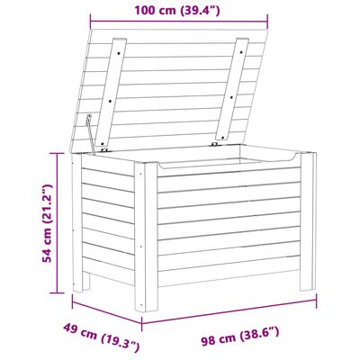 vidaXL Cutie depozitare capac "RANA", alb, 100x49x54cm, lemn masiv pin