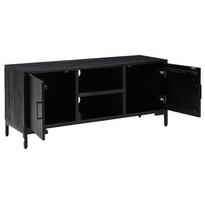 vidaXL Comodă TV, negru, 110x35x48 cm, lemn de pin masiv reciclat