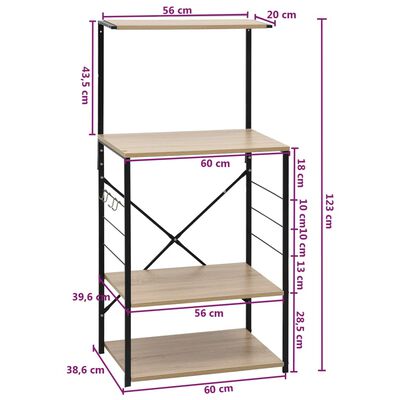 vidaXL Dulap microunde, negru/stejar 60x39,6x123 cm lemn prelucrat