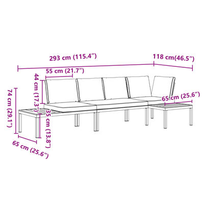 vidaXL Set canapea de grădină, 3 piese, cu perne, negru, aluminiu