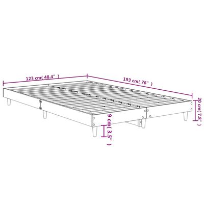 vidaXL Cadru pat fără saltea stejar sonoma 120x190 cm, lemn prelucrat