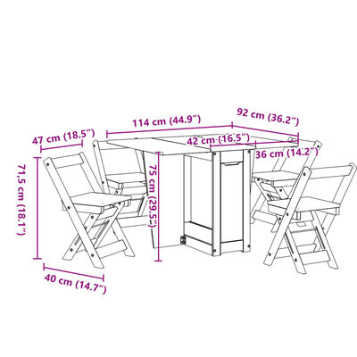 vidaXL Set mobilier tip fluture Corona, pliabil 5 piese alb lemn pin