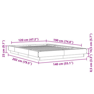 vidaXL Cadru de pat, negru, 120x190 cm, lemn prelucrat