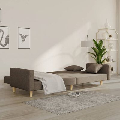 vidaXL Canapea extensibilă cu 2 locuri, 2 perne, gri taupe, textil