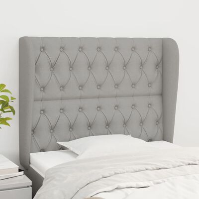 vidaXL Tăblie de pat cu aripioare gri deschis 93x23x118/128 cm textil