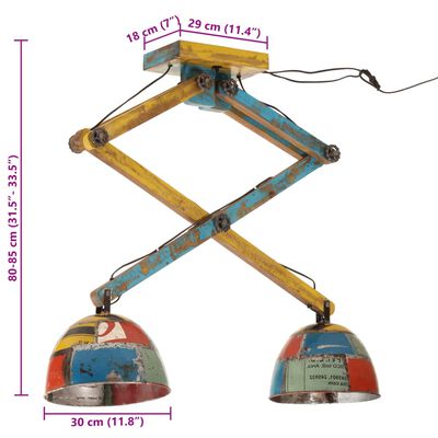 vidaXL Lampă de tavan 25 W, multicolor, 29x18x85 cm, E27