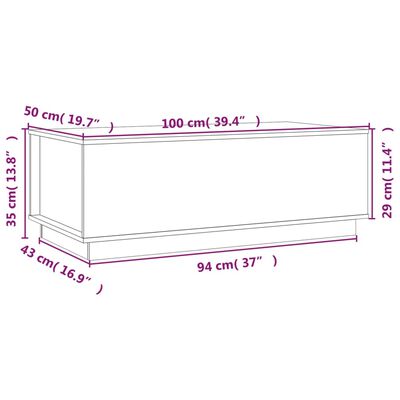 vidaXL Măsuță de cafea, gri, 100x50x35 cm, lemn masiv de pin