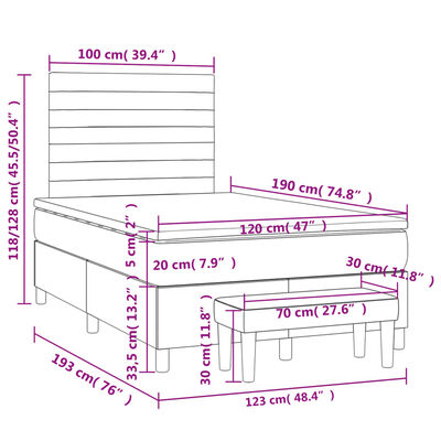 vidaXL Pat box spring cu saltea, negru, 120x190 cm, catifea