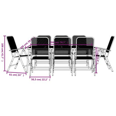 vidaXL Set de masă pentru grădină, 9 piese, plasă metalică antracit