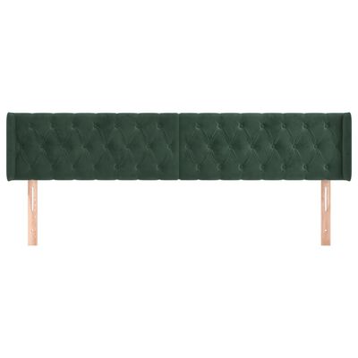 vidaXL Tăblie de pat cu aripioare verde închis 203x16x78/88 cm catifea